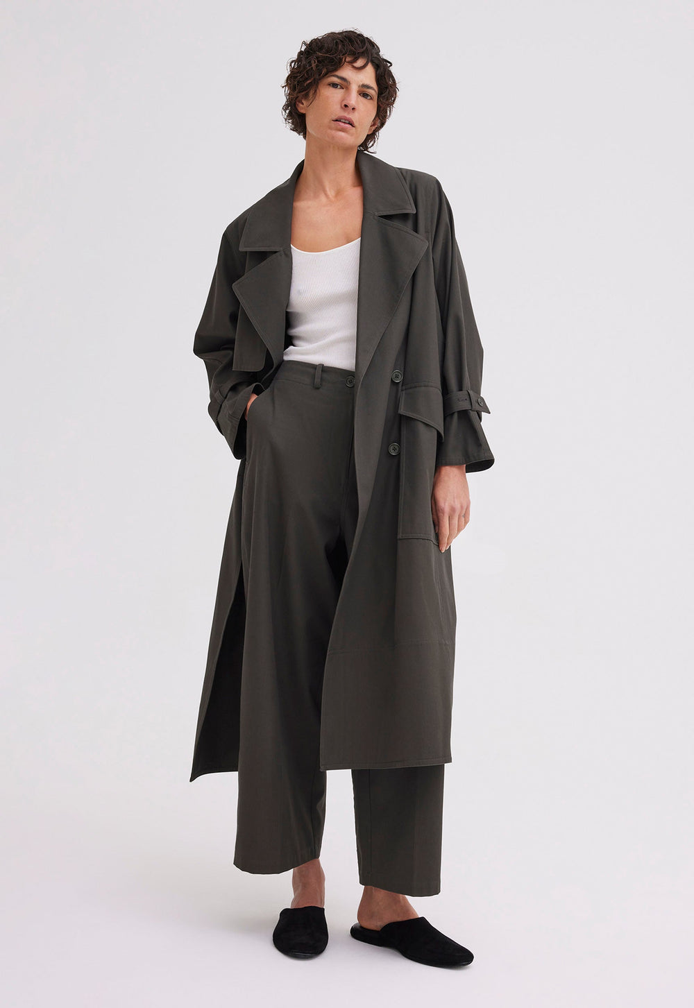 Jac+Jack Shelter Cotton Twill Trench - Sargent Charcoal